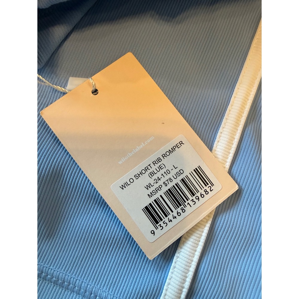 WILO Short Rib Romper | Size Large | NWT | Powder Blue | Built-In Bra - Picture 5 of 6